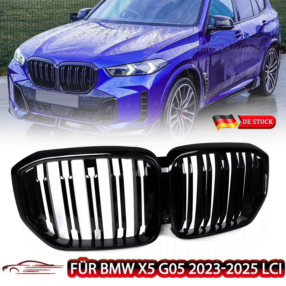 

Центральная решетка, сетчатая решетка капота для BMW X5 G05 LCI 2024 2025, решетка переднего бампера, гоночные решетки с двумя планками