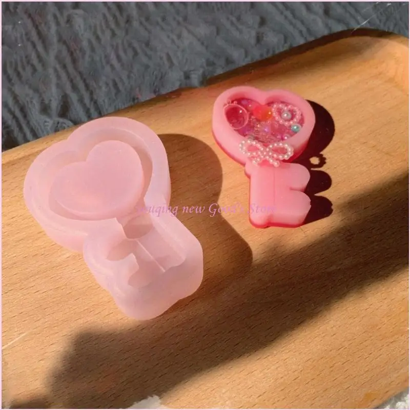 57QA الرمال المتحركة الراتنج قالب القلب الراتنج الفن شاكر قالب الحب سيليكون قالب جوفاء الايبوكسي قلادة قالب للإبداع على شكل قلب