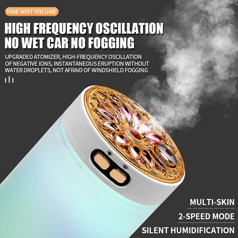 Wireless Car Air Humidifier Starry Sky Projector Lamp Portable Humidifier Diffuser MistMaker for Home Bedroom RGB Colorful Night