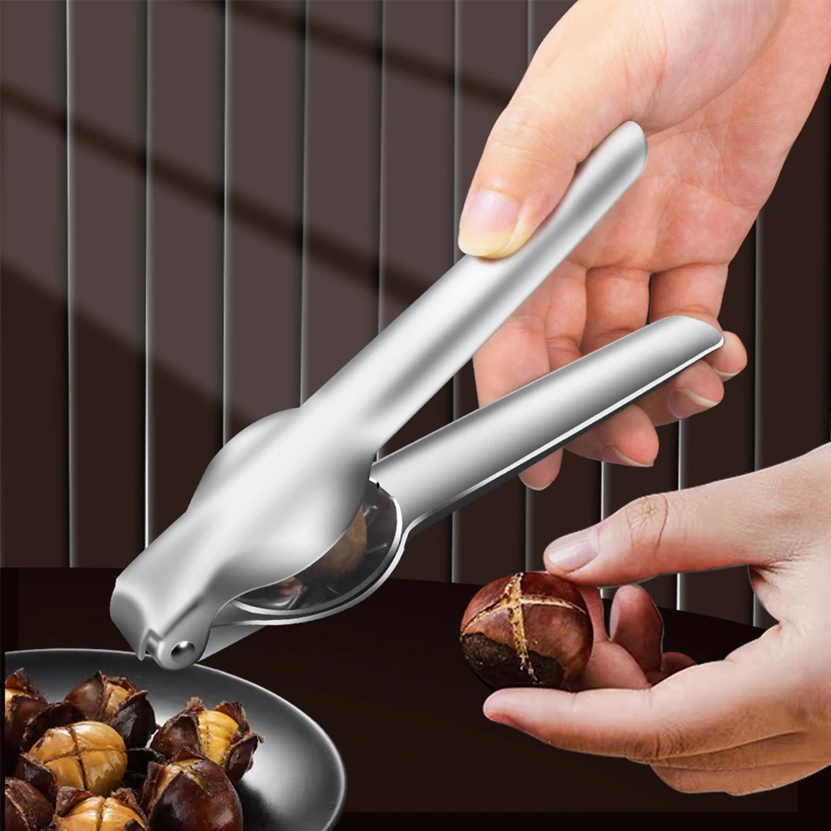 Stainless Steel Quick Chestnut Opener Quick Clip Walnut Pliers Cutter Opener Nut Cracker Sheller Kitchen Tools 2 In1 Nut Cracker