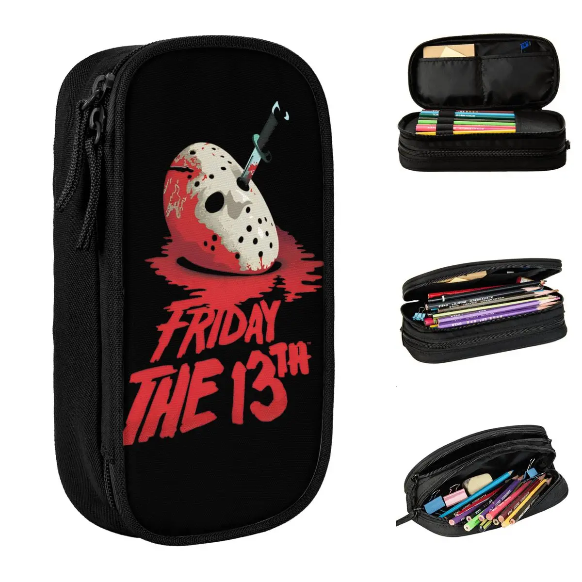 

New Jason Voorhees Friday 13th Horror Movie Pencil Cases Pencil Box Pen Holder Kids Large Storage Bag School Supplies Stationery