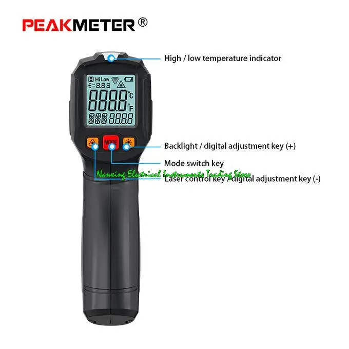 PM6519 IR อุณหภูมิเครื่องวัดอุณหภูมิ Emissivity ปรับ0.5S การวัดอุณหภูมิ-30 ~ 380 ℃