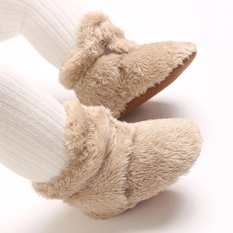 Neugeborenes Baby, Junge, Mädchen, weiche Fleece-Booties, Stay On, Säuglingshausschuhe, Socken, Schuh, rutschfester Greifer, Kleinkind-Erstwanderer, Winter-Knöchel – Detail 36