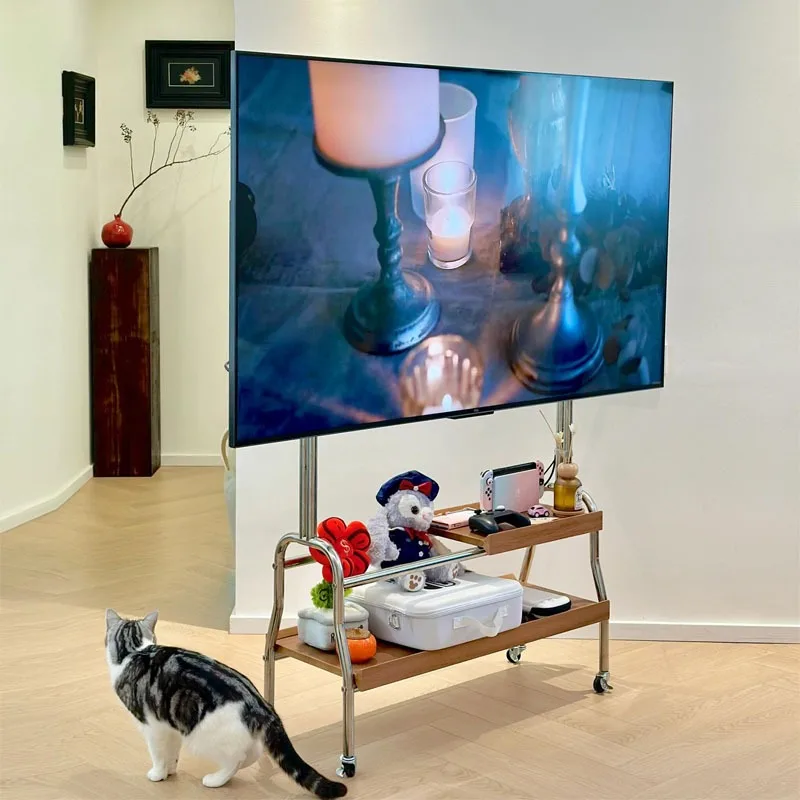 Stainless steel TV bracket Metal pulley Removable living room Home monitor TV hanger
