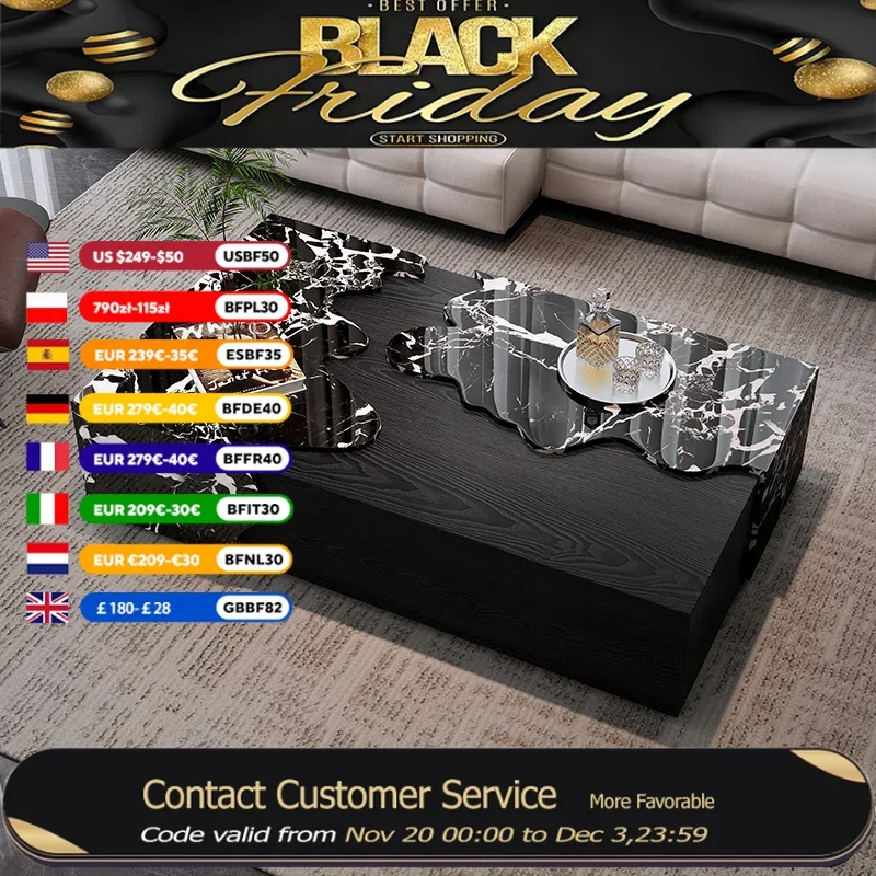 

Уникальный дизайнерский роскошный журнальный столик, современная гостиная, черный домашний журнальный столик, экономия места, мебель Mesa De Centro Sala