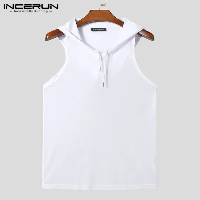 INCERUN Tops 2024 American Style Fashionable Men See-through Mesh Hooded Vests Sexy Leisure Streetwear Thin Male Tank Tops S-5XL