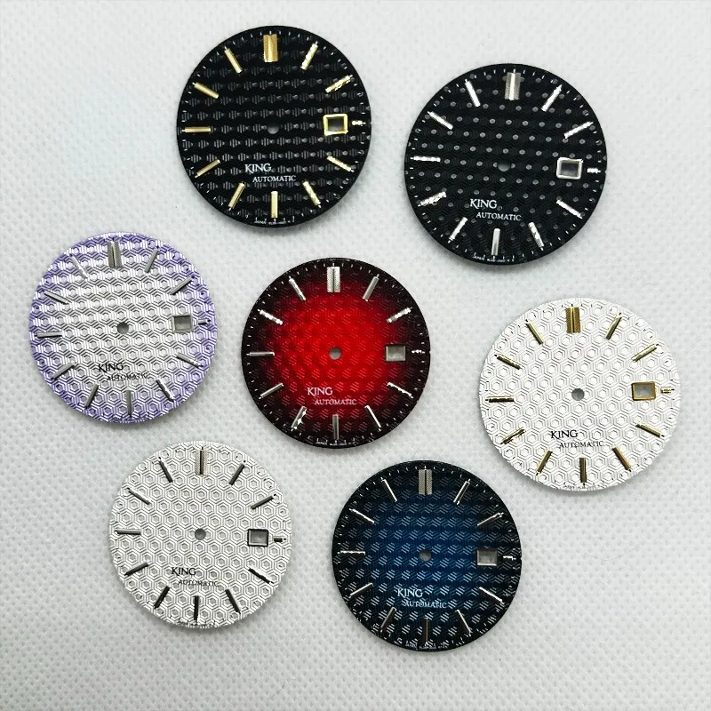 Customized New NH35 Dial Diameter 33mm Literal KING Series Honeycomb Hexagonal Gradual Change Watch Modification Accessories