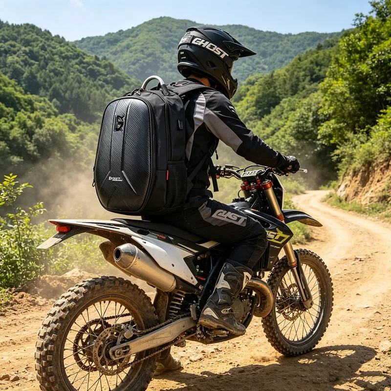 Unisex Motorcycle Backpack Large Capacity Hard‑Shell Helmet Compartment Waterproof Motorbike Rucksack Shock‑Resistant Travel Bag