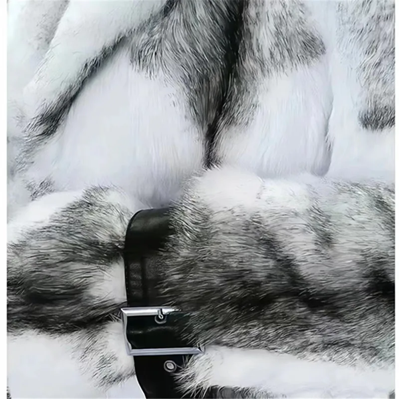 Imagem -06 - Cabolsa de Pele de Coelho Real para Mulheres Sobretudo Quente Grosso de Leopardo Cabolsa Longo Solto Roupa Feminina de Alta Qualidade Inverno Novo 2023