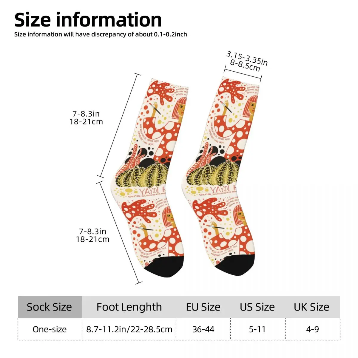 Yayoi Kusama Print Design Crew Socks Merch dla kobiet Pończochy uciskowe