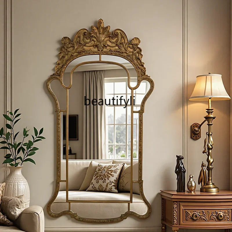 

A13 French retro full-length mirror European full-length mirror against the wall, entrance wall, American custom fitting mirror