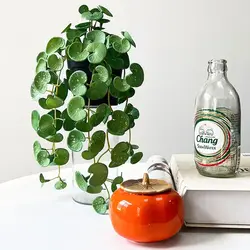 Realistic Artificial Copper Coin Grass Plants Wall Decor Soft Wall Hanging Fake Ivy Leaf Leaves Handmade Mini Bouquet Garden