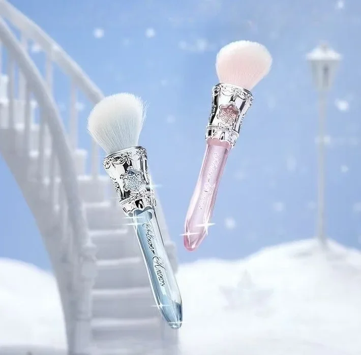 Flower Knows Snow Ballet Hand Mirror Blush Brush Slanted Pointed Design for Precise Application Cruelty Free Powder Brush