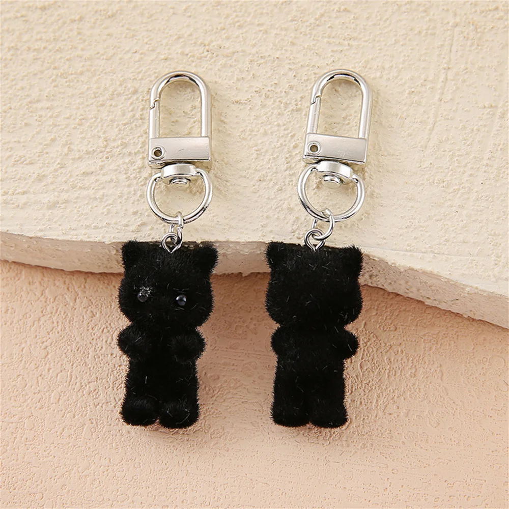 4 Stück/Packung Niedlicher Katzen-Schlüsselanhänger mit Flockdruck, 3D-Tier-Schlüsselanhänger, Liebes-Handyanhänger, Kopfhörer-Charm, Taschendekoration, Auto-Schlüsselring, Schmuckgeschenk – Detail 6
