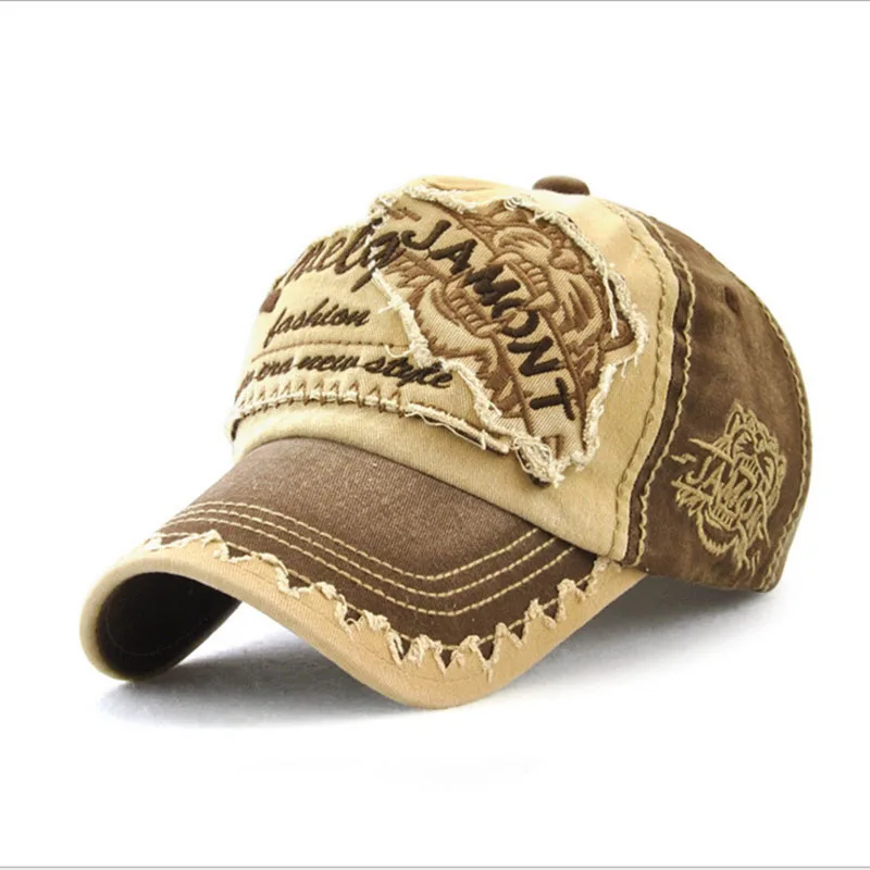 Men's Adjustable Washed Cotton Shark Embroidery Baseball Cap Distressed Sun Hat For Outdoor Fishing Travel