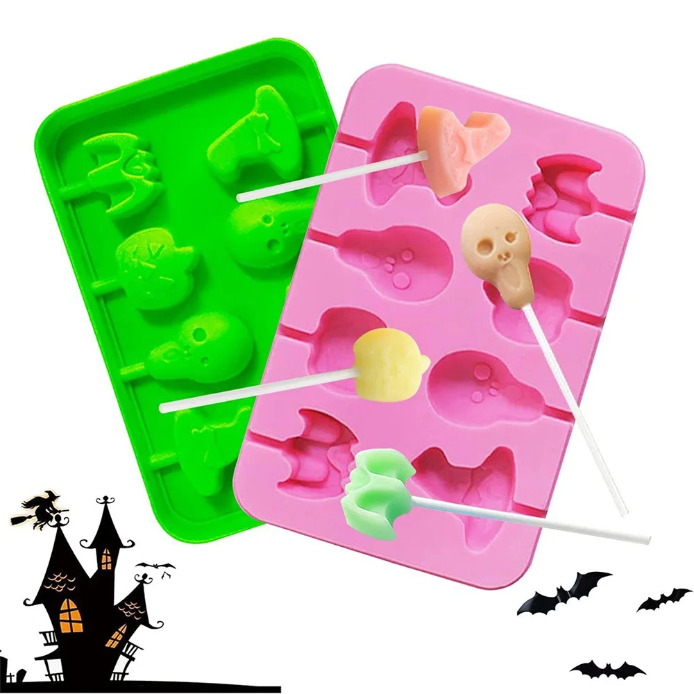 8-in-a-row Halloween silicone lollipop silicone mold cheese IDY handmade mold Without a stick