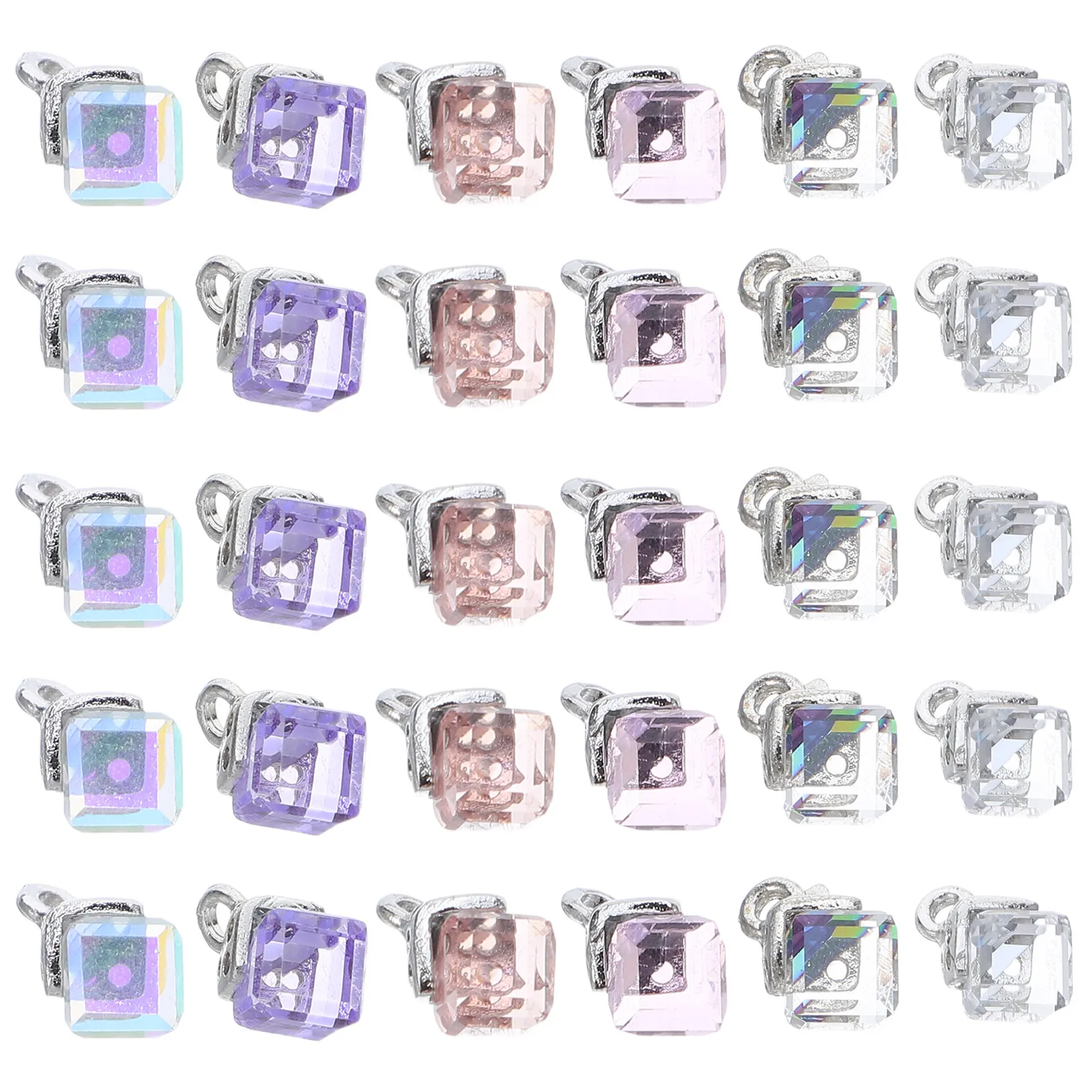 

60Pcs Crystal Pendant Charms Cube Crystal Beads Dangle Jewelry Findings Necklace Earrings Bracelet DIY Craft Supplies