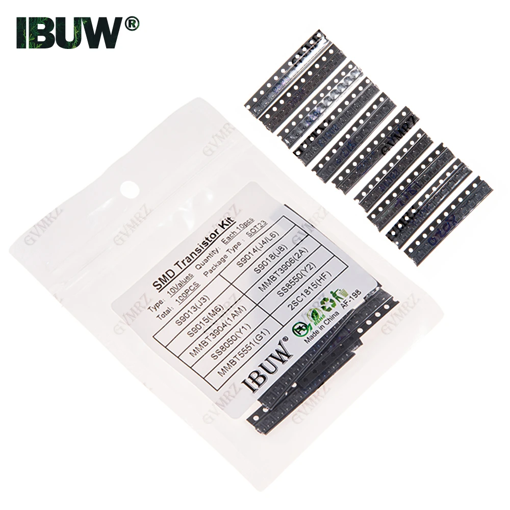 10 Arten X10 Stück = 100 Stück SOT-23 SMD-Transistor-KIT S9013 S9014 S9015 S9018 MMBT3904 MMBT3906 SS8050 SS8550 2SC1815 2N5551