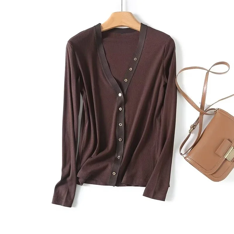 

Jenny&Dave Knitted Cardigan Minimalist Women's Single Breasted Sweaters Slim Basic Knitwear Ladies Tops