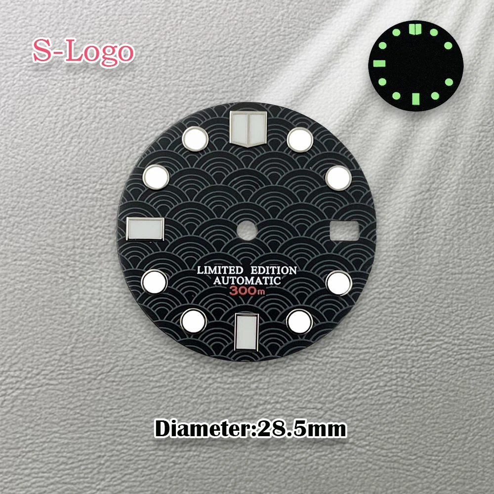 グリーンライトウォッチ改造修理アクセサリー,海波スケール,ロゴ,nh35,日本のムーブメント,28.5mm,nh36