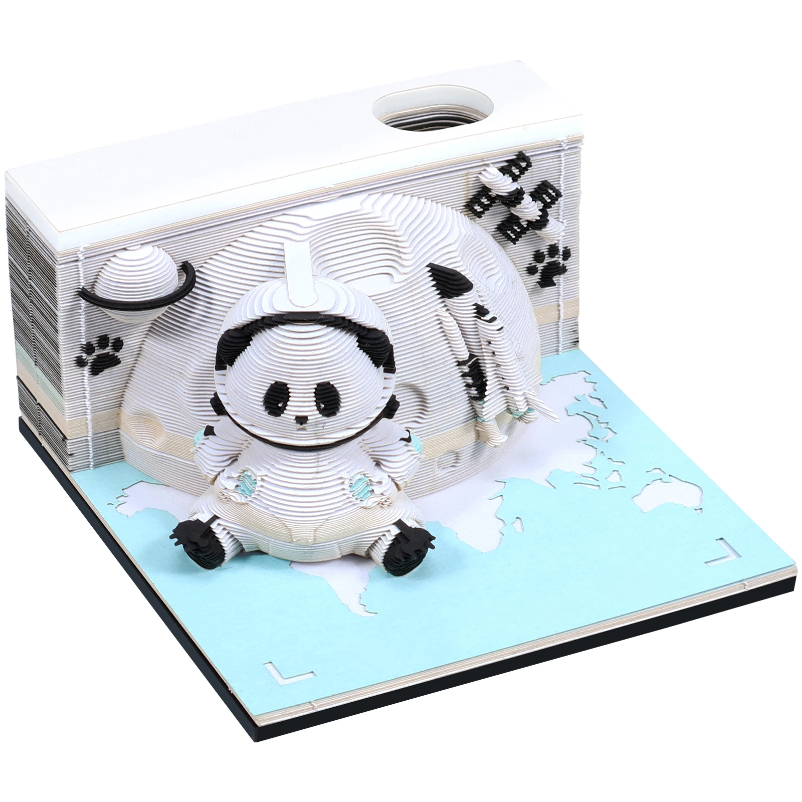 3D Memo Pad Creative Panda 3D Desk Note Pad with Pen Holder Tear-Away 3D Art Note Pad DIY 3D Memo Pad Paper Carving Art for Home