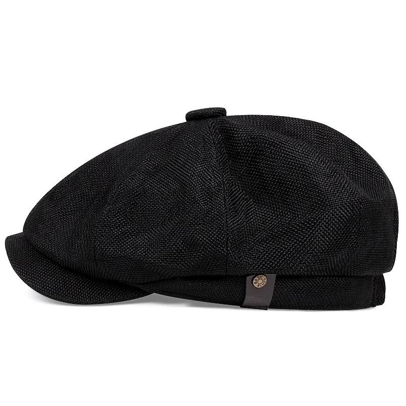 2022 new men\'s linen octagon Newsboy Hat Outdoor casual versatile beret mens hat ゴルフキャップ beret кепки мужские стильные