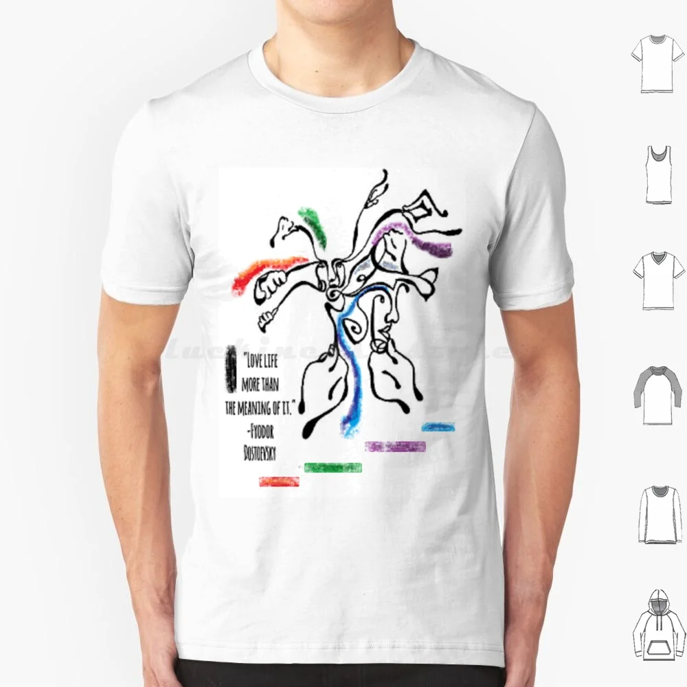 T-shirt en coton pour hommes et femmes, impression DIY, Love Life More Than The Meaning Of It, inspirant, artistique, Dostoevsky Dostoevski