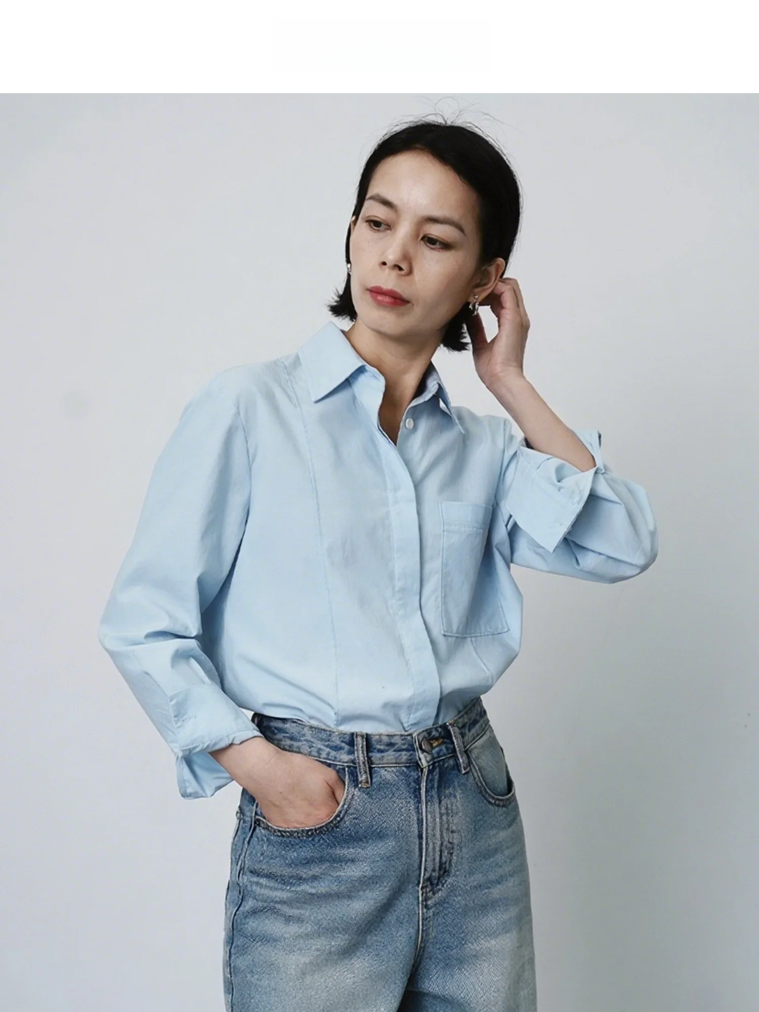 

Chunxili Cotton irt Luxury Sle Women's Straight Cut Long Sve Button up Color Faionable Original Design irt