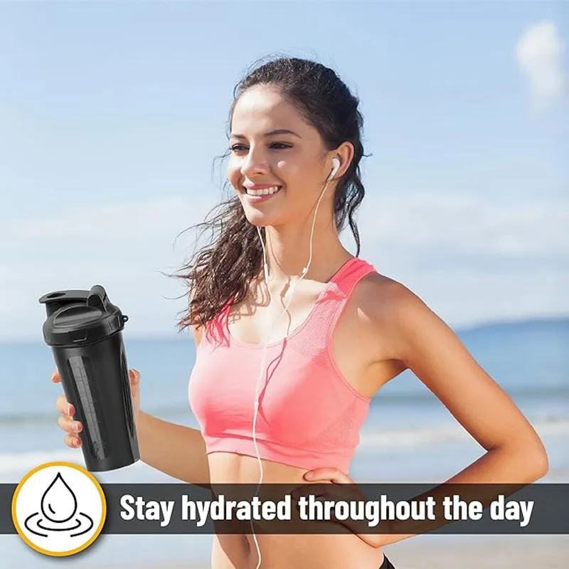 600ml Shaker Bottle 20 Oz Protein Shaker Bottle Portable Fitness Bottle for Outdoor Travel Fitness Enthusiast Athletes - view 4