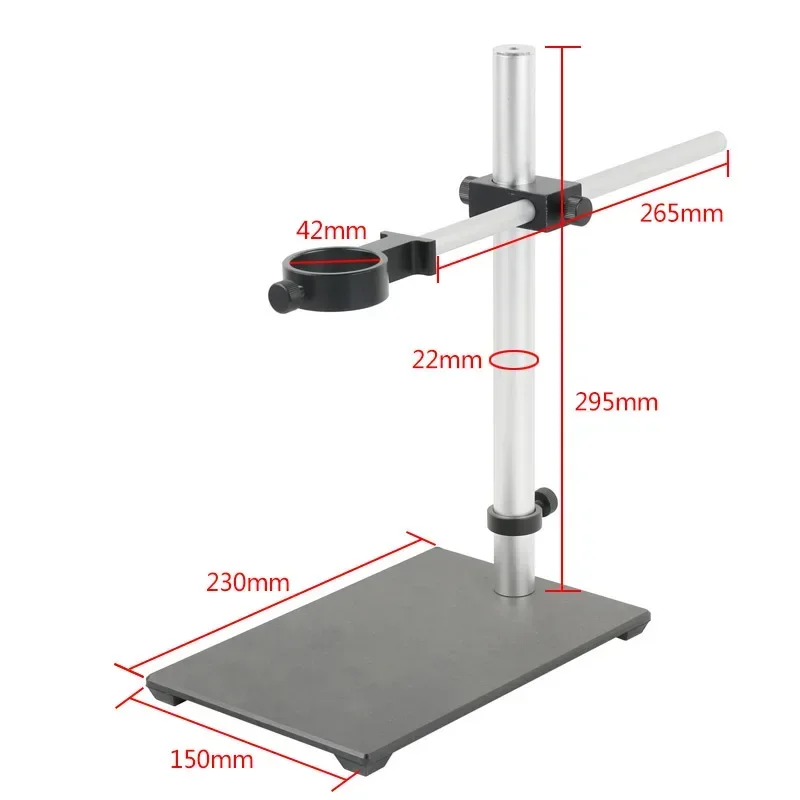Uchwyt pierścieniowy 42mm 50mm z regulacją ostrości, regulowany statyw laboratoryjny/przemysłowy do mikroskopu wideo, metalowy uchwyt biurkowy do kamery wideo HDMI VGA