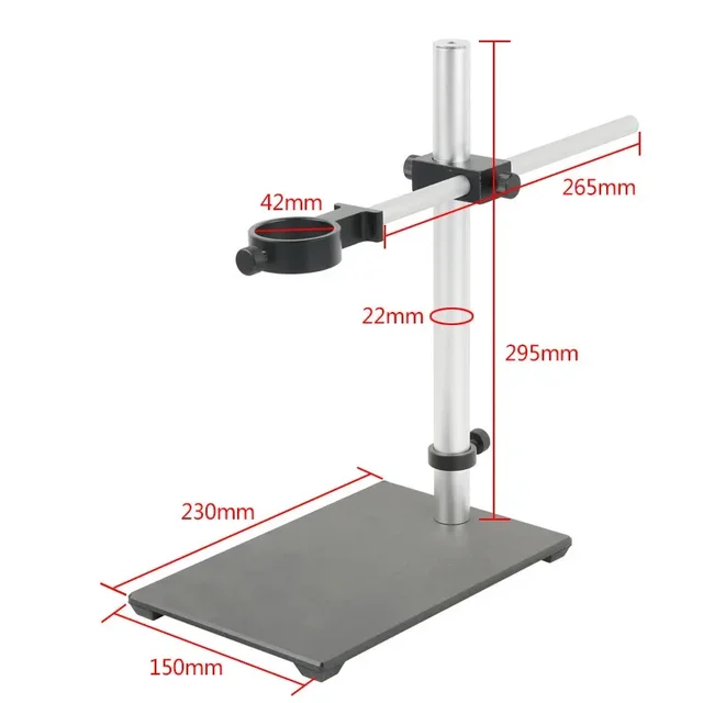 Uchwyt pierścieniowy 42mm 50mm z regulacją ostrości, regulowany statyw laboratoryjny/przemysłowy do mikroskopu wideo, metalowy uchwyt biurkowy do kamery wideo HDMI VGA