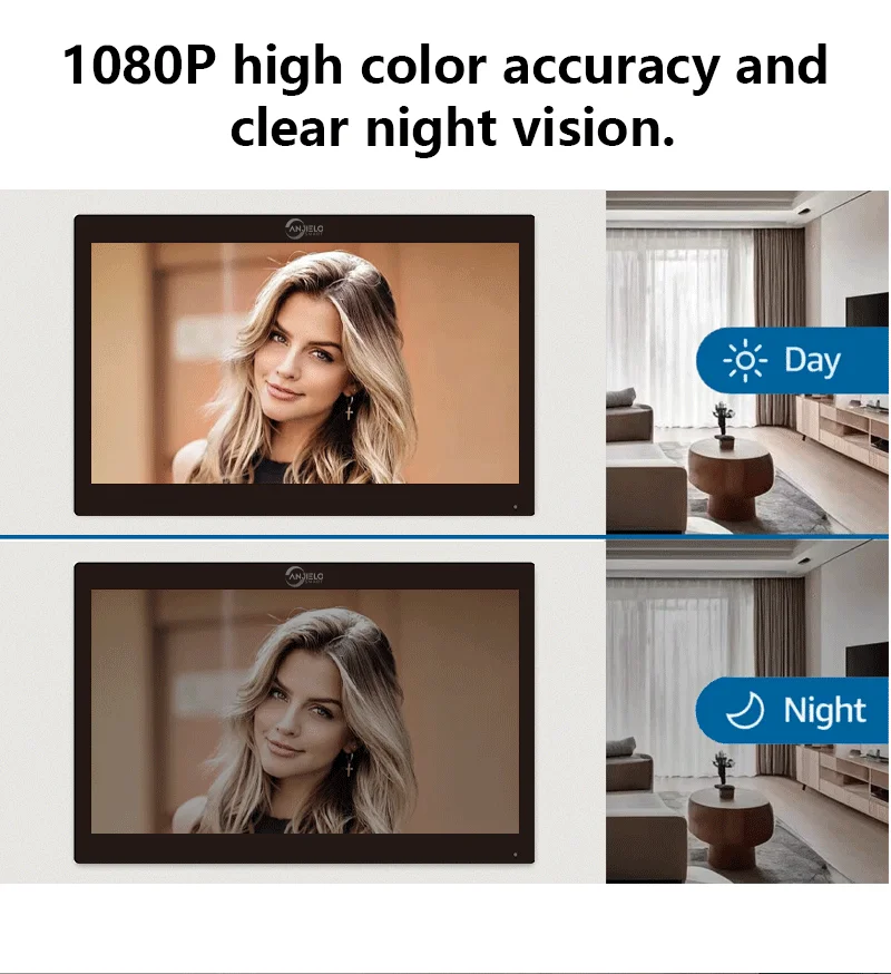 اتصال داخلي عبر الفيديو لجرس الباب المنزلي، فتح بصمة الإصبع 5 في 1، نظام جرس الباب واي فاي، شاشة Tuya Smart 1080P تعمل باللمس، أمان