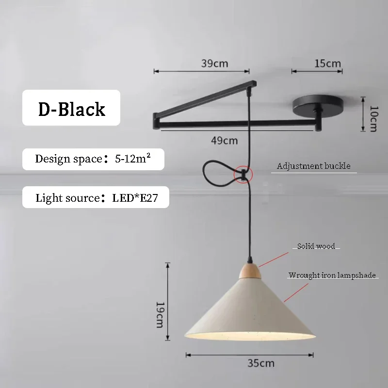 NONE Lange Arm verstellbare Pendel leuchten für Küche Esszimmer Hängelampe drehen Deckens chaukel Falt leuchter nordic home 7