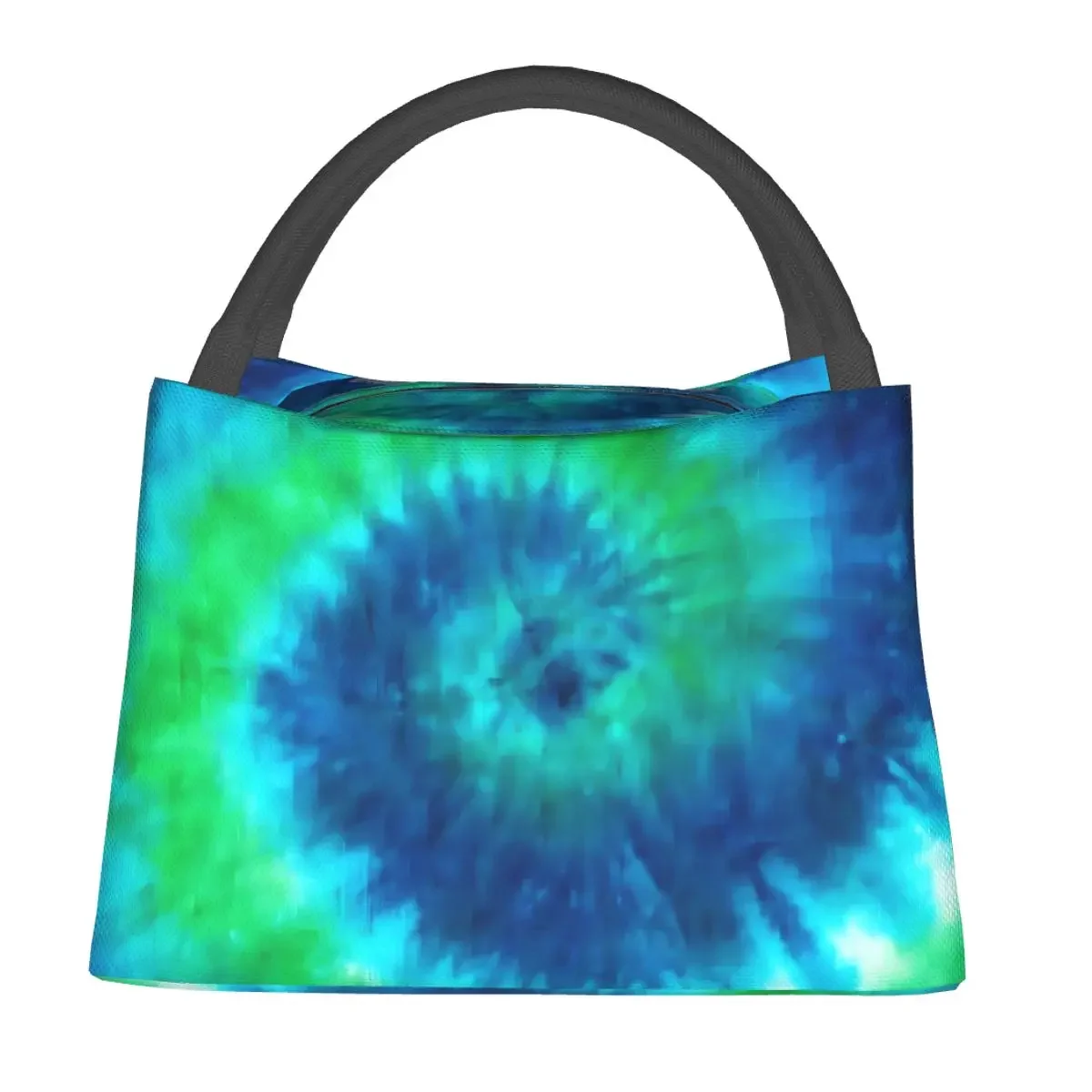 Tie Dye Print Lunch Bag Blue And Green Cute Lunch Box For Men Picnic Portable Cooler Bag Print Tote Food Bags