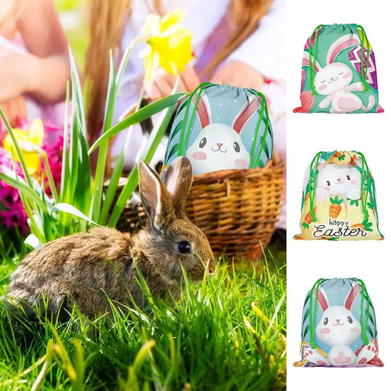 Ostern Geschenktüten Hase Goodie Süßigkeiten Taschen Wiederverwendbare Schmuck Stoffbeutel Rustikale Ostern Goodie Taschen für Geburtstagsfeier Babyparty