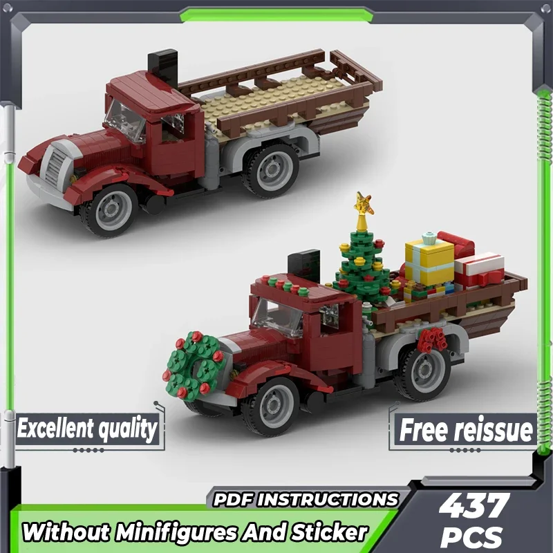 City Vehicle Model Moc Building Bricks Old City Truck Christmas Truck Technology Blocks Gifts Christmas Toys DIY Sets Assembly