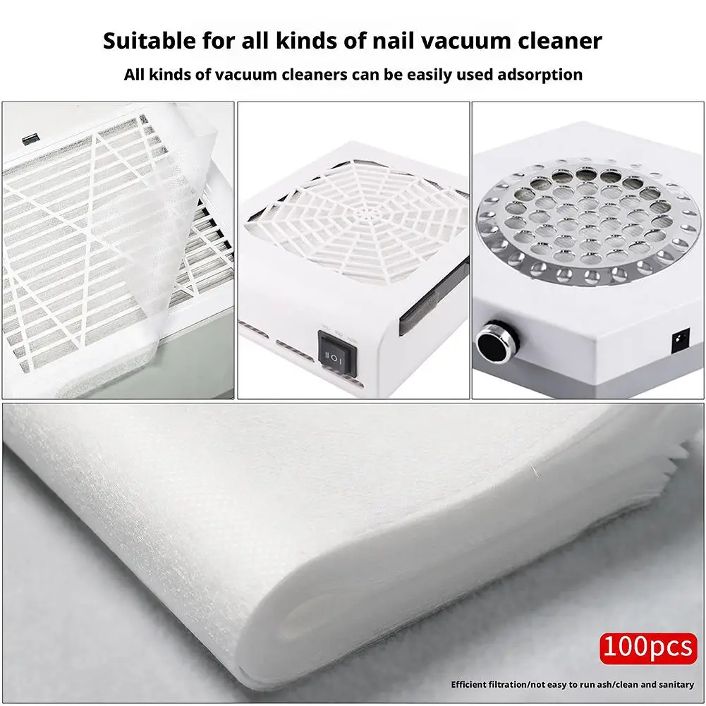 100 pz/set Collettore di Polveri Per Unghie Filtro di Carta di Cotone Sostituire Il Filtro Aspirapolvere Per Unghie Tessuti Non tessuti di Carta Accessori Per Manicure