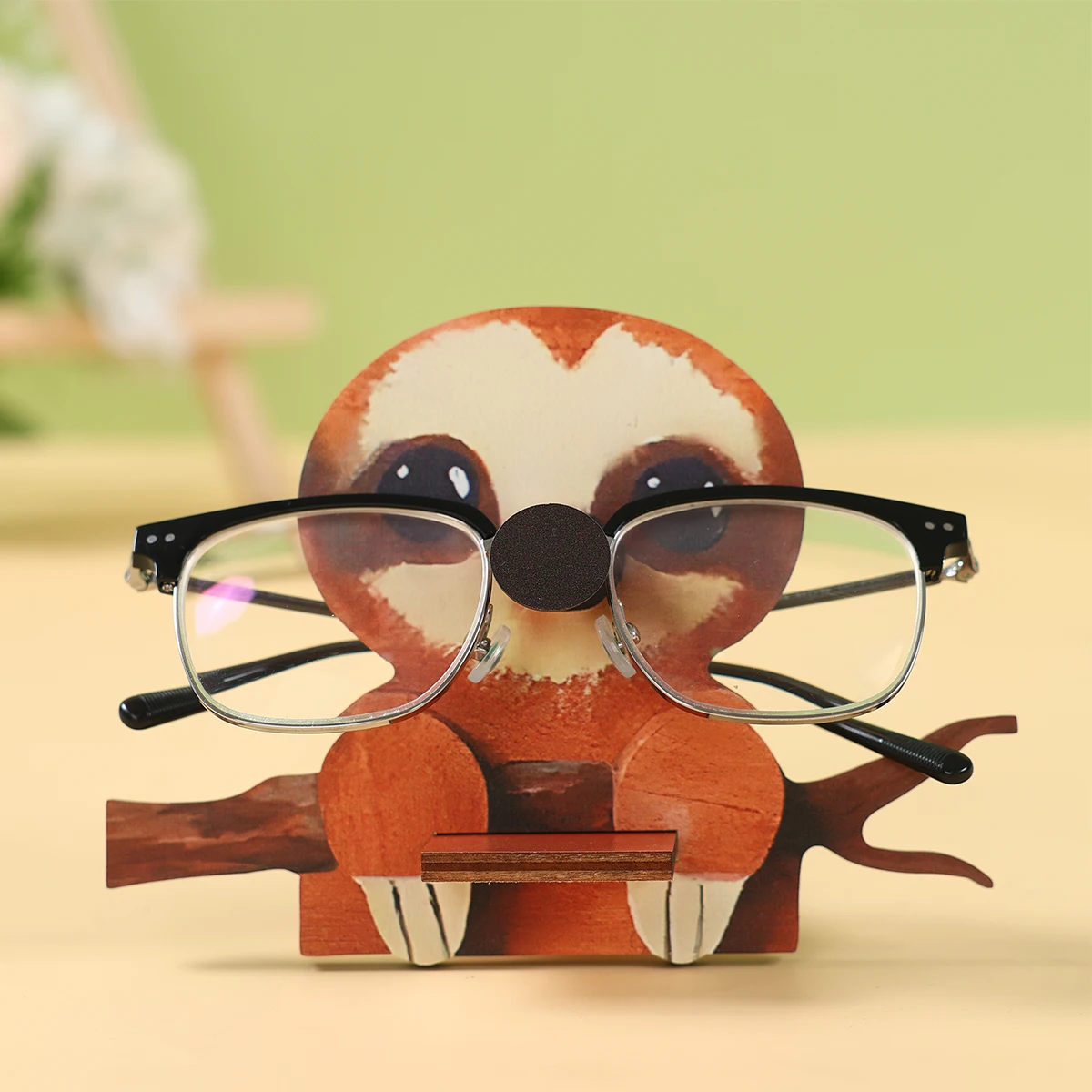 1pc Cute Animal Glasses Holder Rack Cartoon Cat Fox Sloth Dog Sunglasses Display Stand Rack Shelf Household Wooden Desk Decor