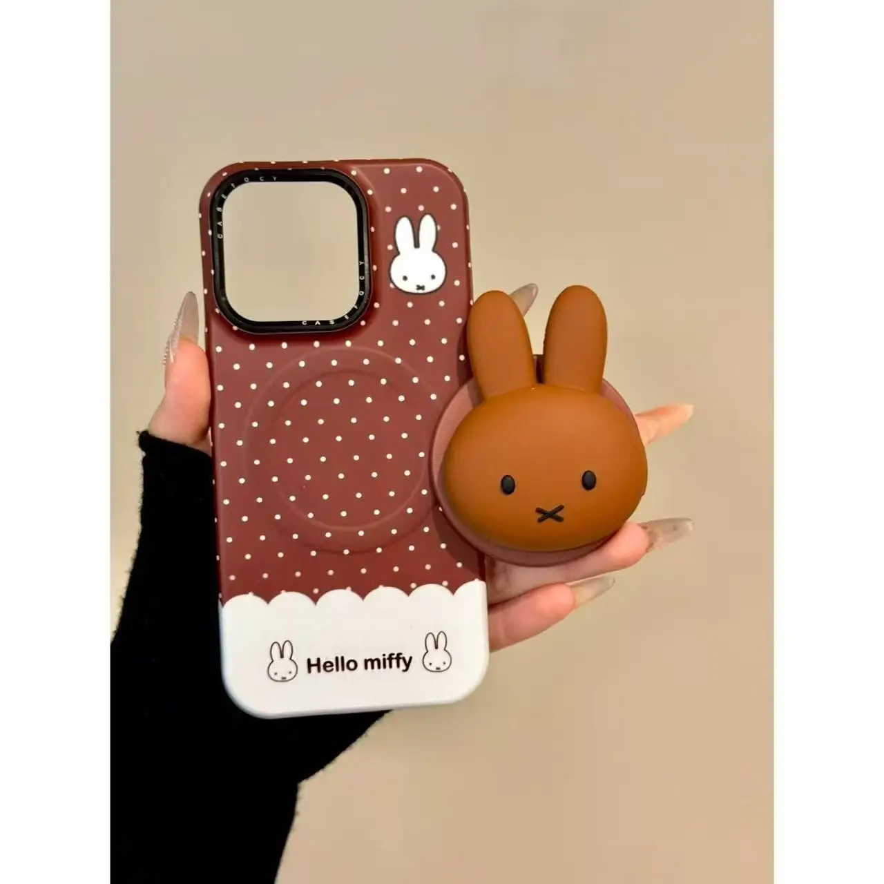 Support magnétique 3D Miffy pour téléphone portable compatible MagSafe – Support de bureau pour personne paresseuse – Adorable et Kawaii