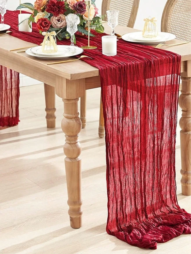 70inchRed pleated tablecloths, wedding party decoration tables and flags, restaurant decoration, Valentine's Day decoration