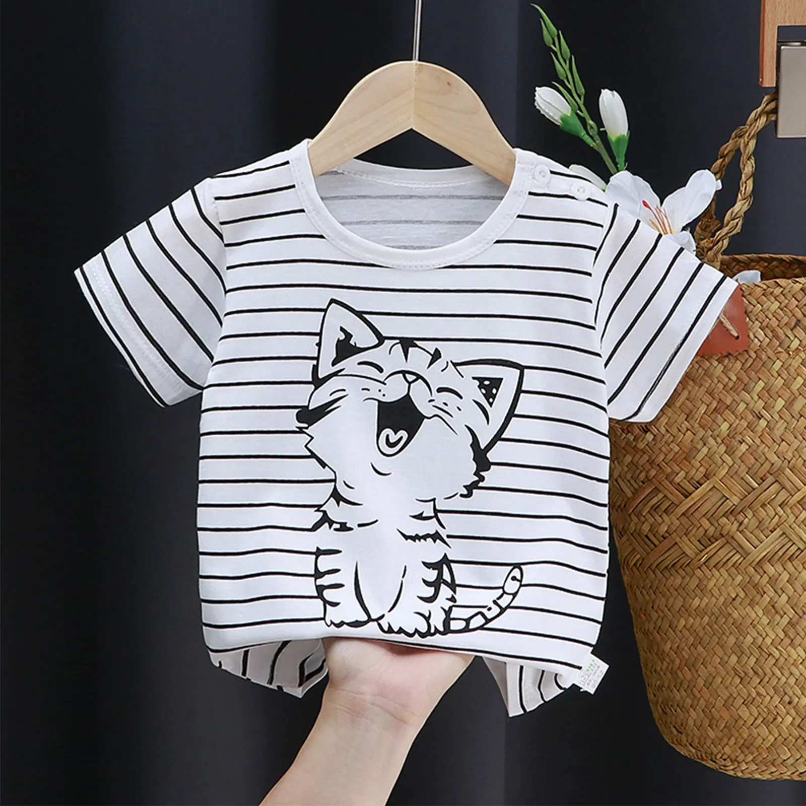 Baby Cotton T-shirts Cute Kids Print T Shirt Boys Girls Children Summer Short Sleeve Tops Infant Clothing