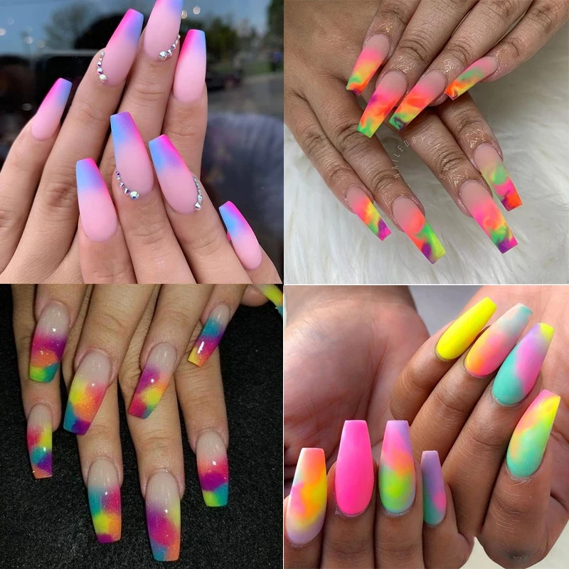 Neon Phosphor Pigment Powder Fluorescent Nail Glitter Set Shinny Ombre Chrome Dust DIY Gel Polish Manicure Nails Art Decoration image 3