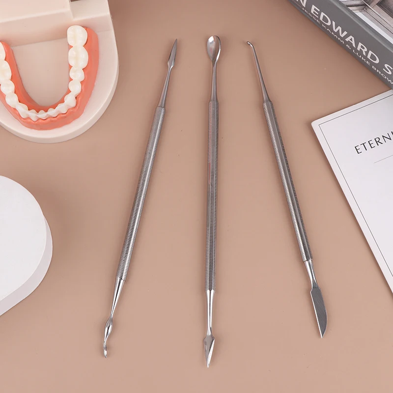 Dwugłowy nóż do rzeźbienia w wosku ze stali nierdzewnej Łyżka do rzeźbienia Sprzęt do laboratorium dentystycznego Ręcznie robione narzędzie rzemieślnicze