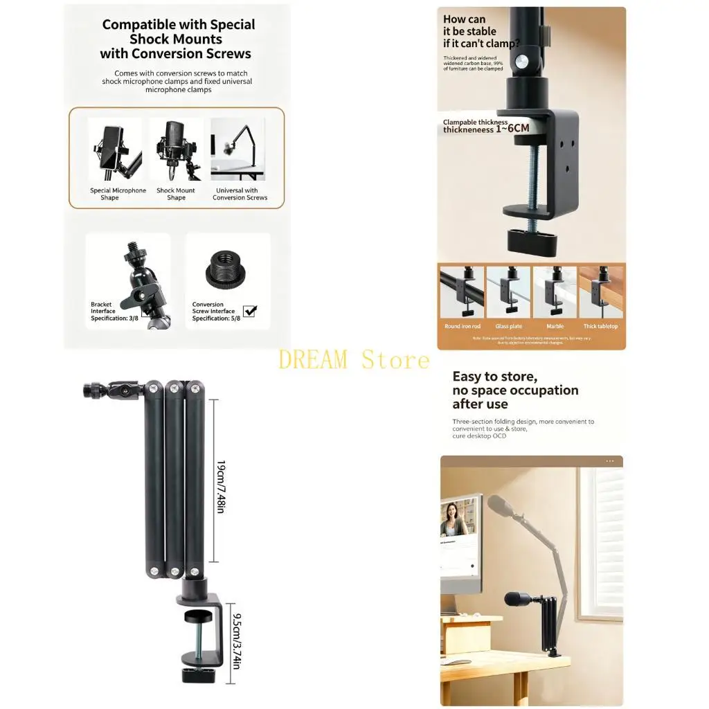 C Clamp Boom Arm Stand for Voice Recording and Call Routines Best Sale