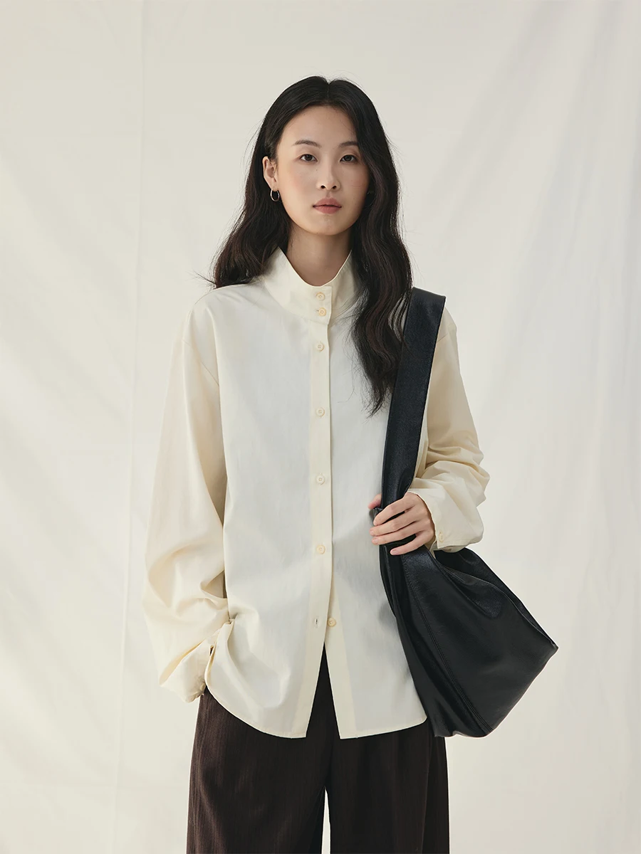 

Хлопковая футболка CAREMIND с воротником-стойкой, свободного кроя, для женщин, с защитой от солнца, китайского производства