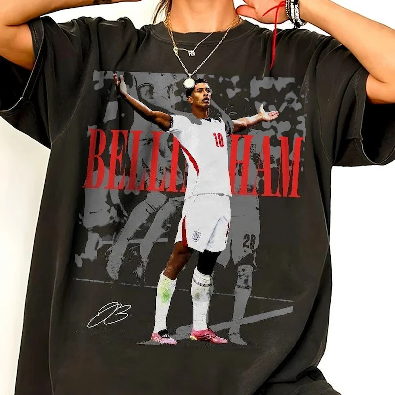 Jude Bellingham Open Arms Celebrate Number 10 Signature Graphic Cotton Unisex Football Fan Short Sleeve Street Tee