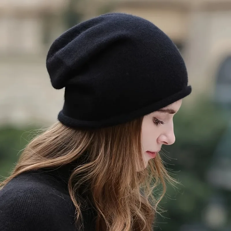 1 x luxuriöse Beanie-Mütze – eine warme, elastische, atmungsaktive, stilvolle Designs, lässige Wintermode, gestrickte Baskenmütze.