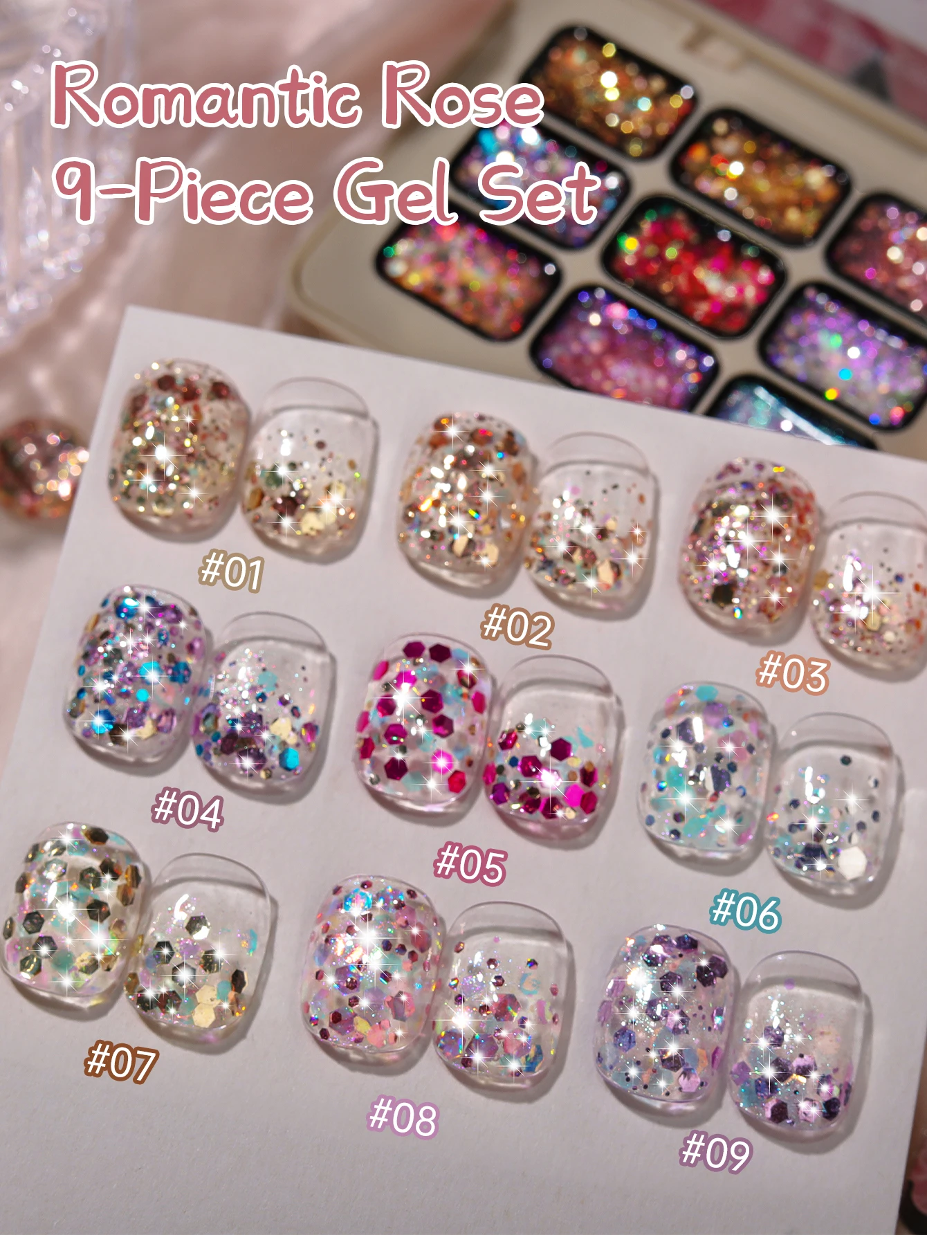 9色グリッターソリッド接着剤ジェルネイルポリッシュグラデーションセミパーマネントソークオフUV LEDネイルアートジェルニス