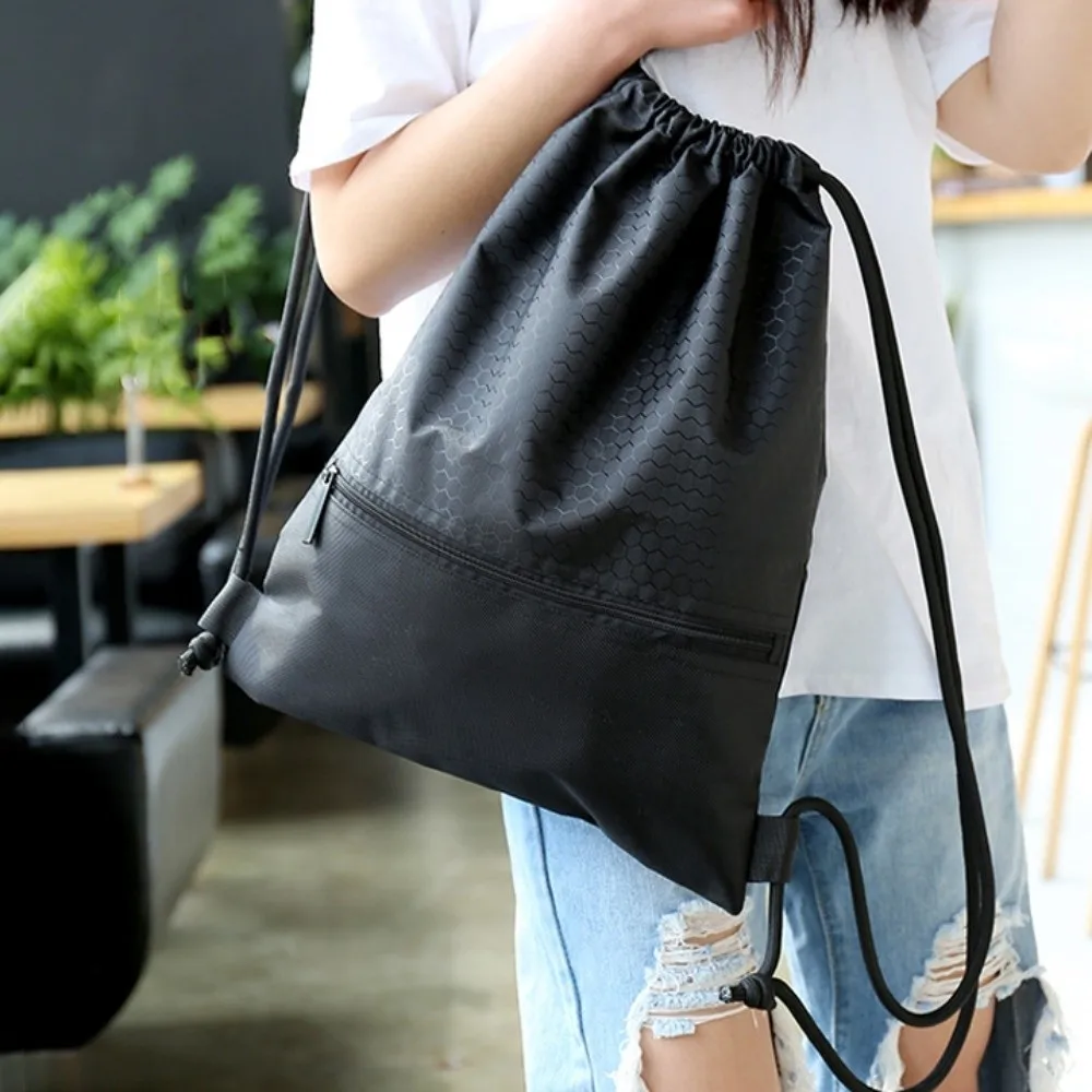 Waterproof Fitness Drawstring Bag Large Capacity Lightweight Drawstring Backpack Commuting Solid Color Drawstring Pocket Travel