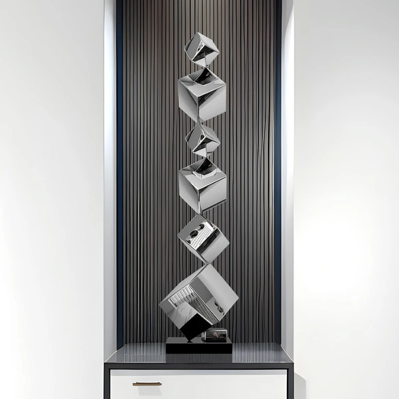 Floor Sculpture Modern Home Decoration Nordic Luxury Groot Crafts Art Interior Accessories Geometric Stainless Steel Living Room